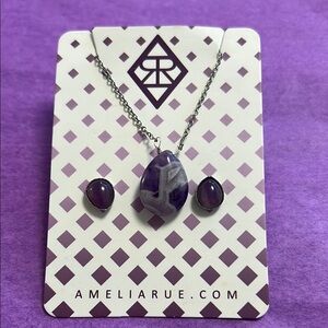 Amelia Rue Purple Earrings and Matching Necklace